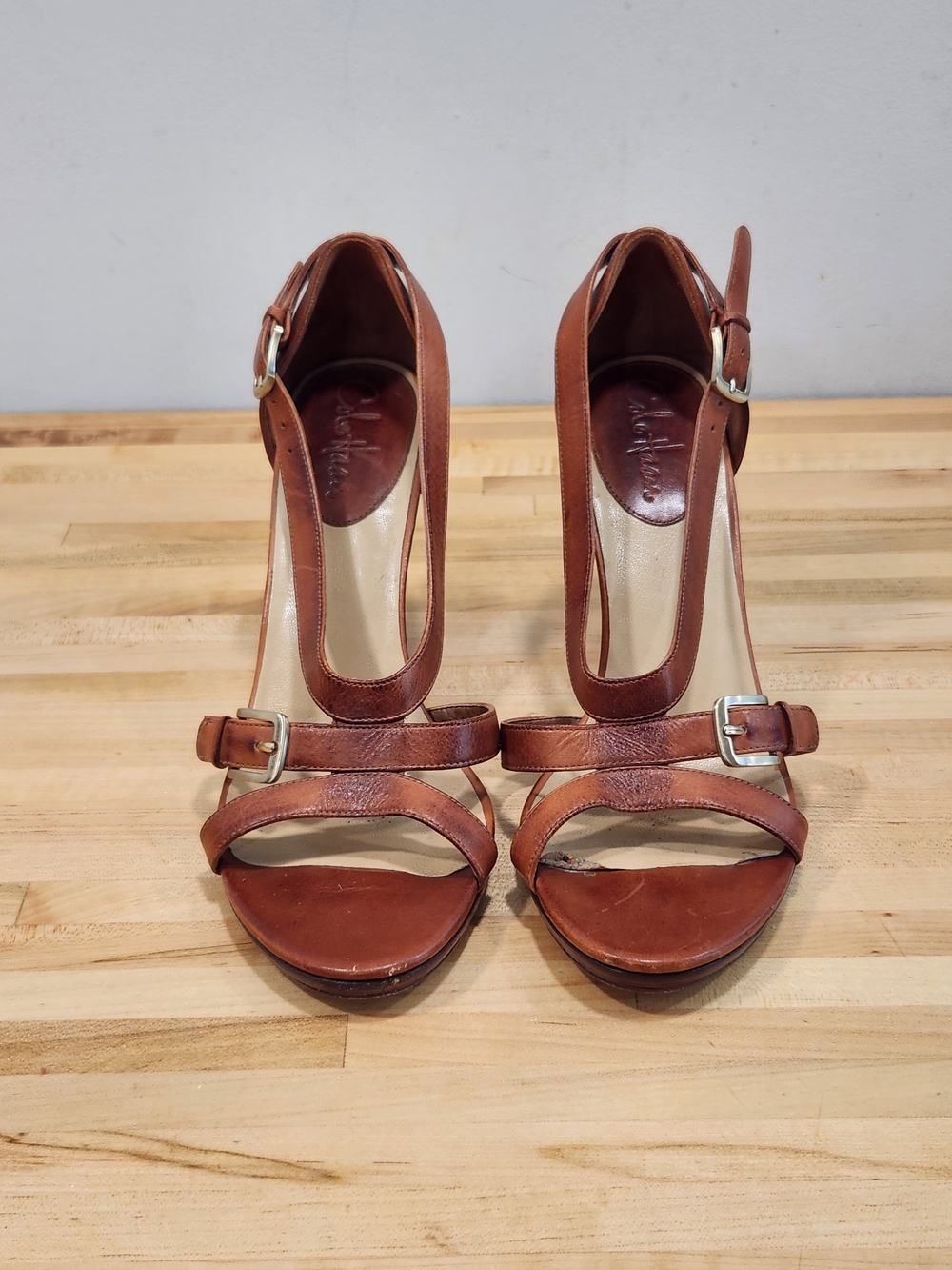 Cole Haan Women's Brown Leather Strappy High-Heel Shoes Sandles Size 10